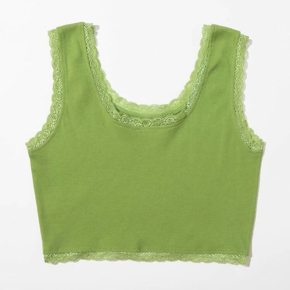 Lace Trim Rib-knit Tank Top - Picture 2 of 5